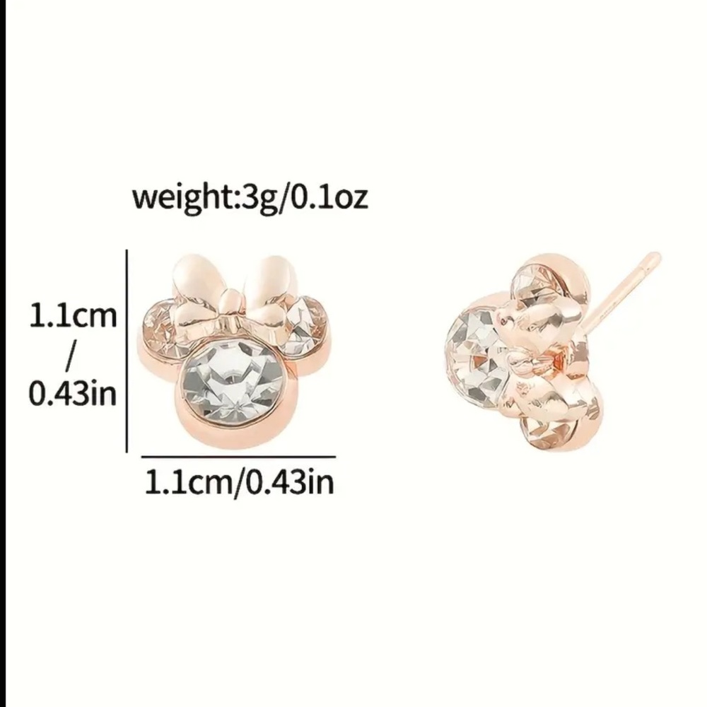 Minnie Mouse Rhinestone Earrings. New. - Picture 4 of 4